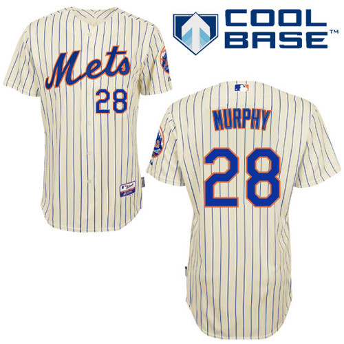 Daniel Murphy #28 MLB Jersey-New York Mets Men's Authentic Home White Cool Base Baseball Jersey